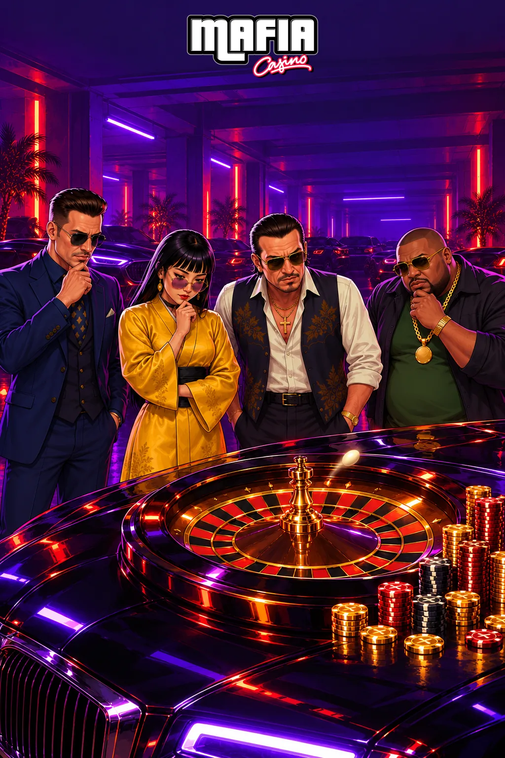 Illustrazione Mafia Casino dedicata ai tavoli live